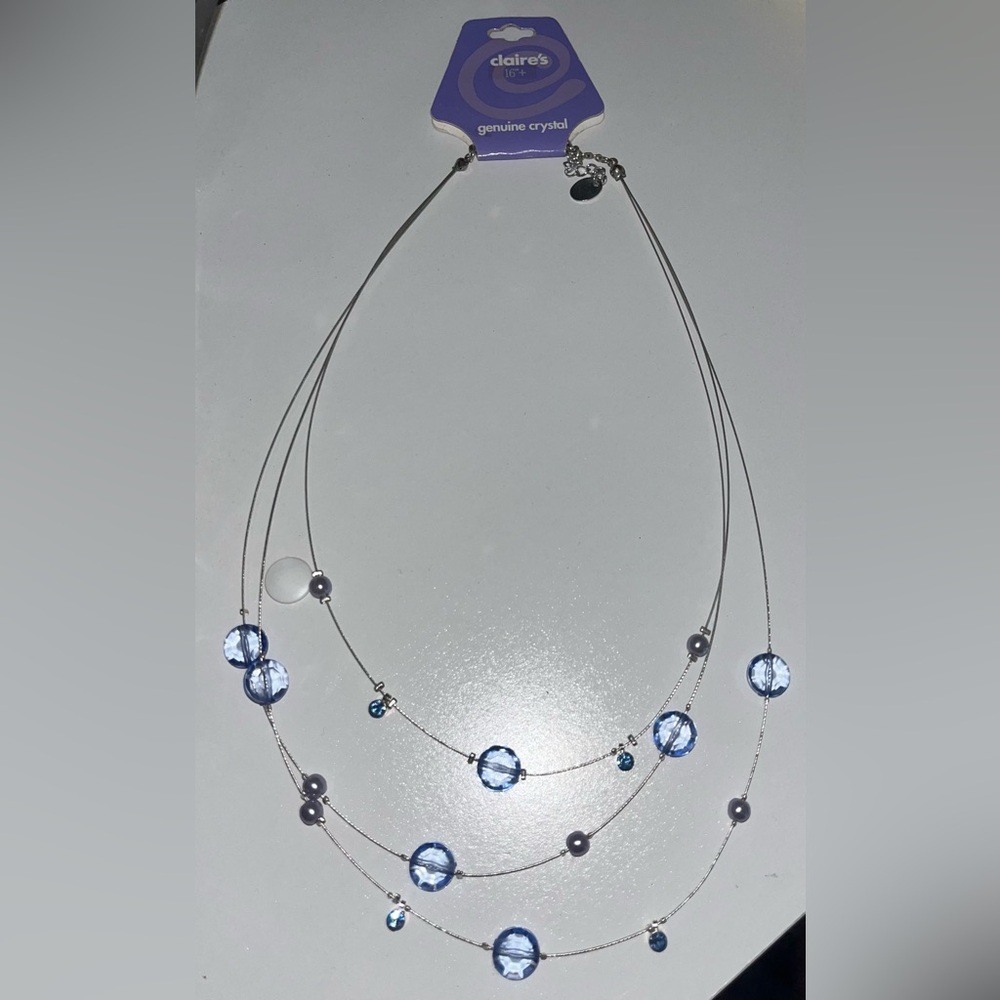 Claire's Blue and Silver Crystal Necklace